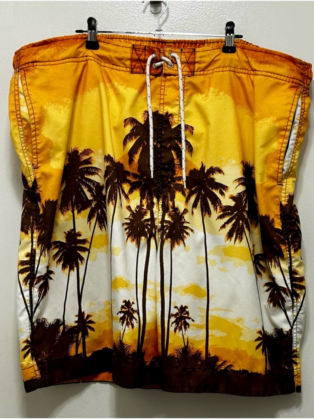 Men's‎ Yellow Palm-Print Swim Trunks